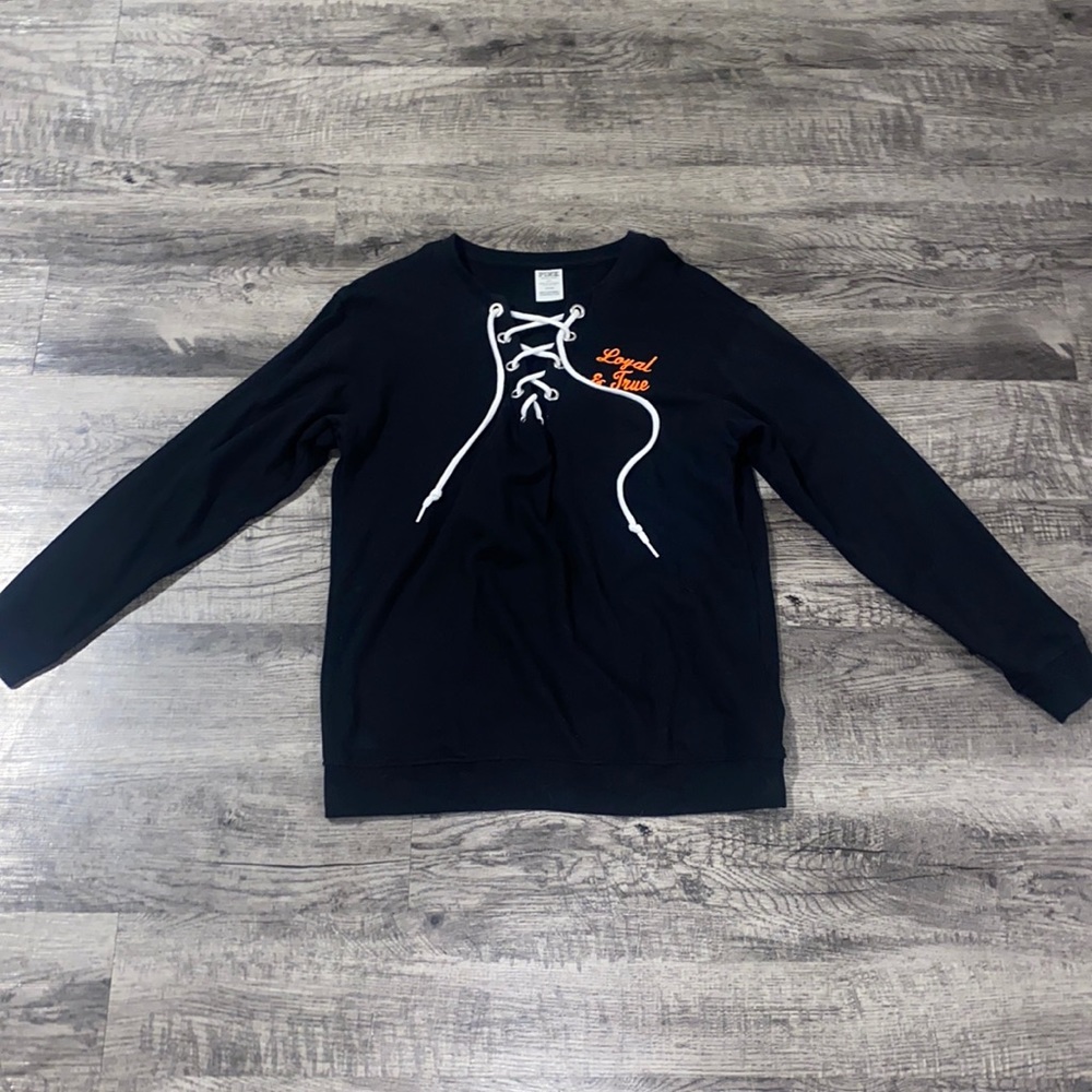 VS PINK- Oklahoma State Lace-Up Pullover- Size Small- New Without Tags & Unworn